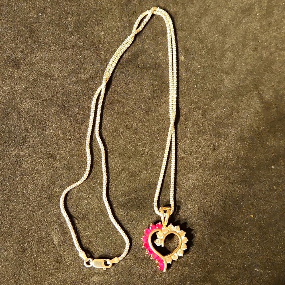 Sterling & Sapphire Heart With Chain
